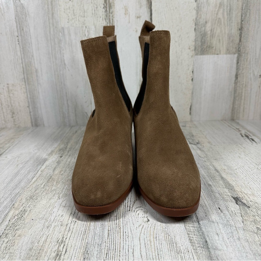 Steve Madden Ankle Boots Rhiannon Chelsea‎ Brown Suede Block Heel Minimalist - Picture 10 of 13